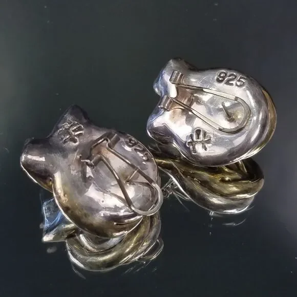 Modern Brutalist 925 Silver Earrings Signed Jewelr
